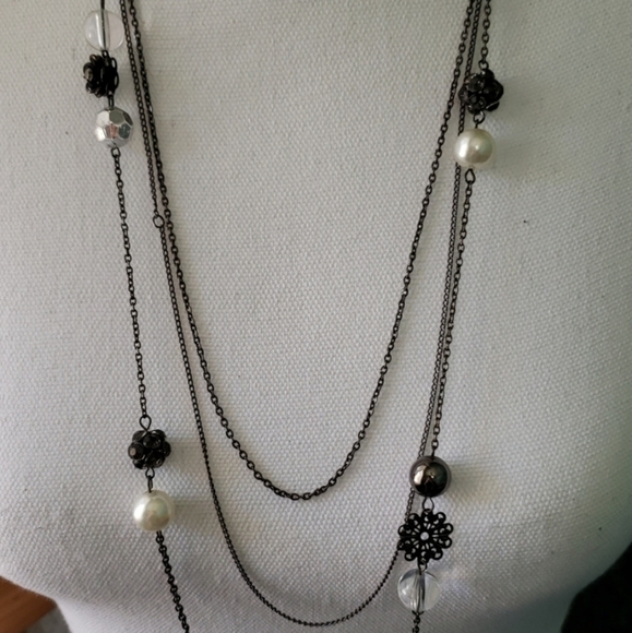 🍍Multi strand black chain necklace - Picture 2 of 4